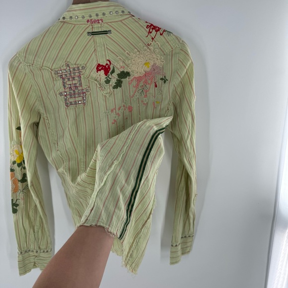 Johnny Was 3J Workshop Embroidered Button Down Long Sleeve Blouse Size Small Y2K - Picture 5 of 10